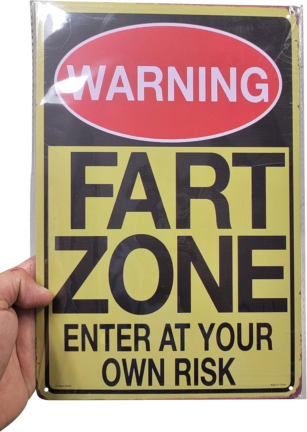 8″ X 12″ Metal Tin Sign (Warning Fart Zone Enter at Your OWN Risk) Yellow Backgr