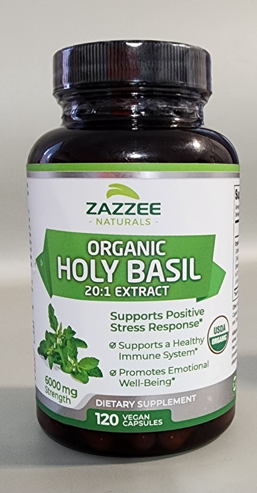Zazzee Organic Holy Basil – 6000 mg Strength – 120 Vegan Capsules – Ex: 3/27