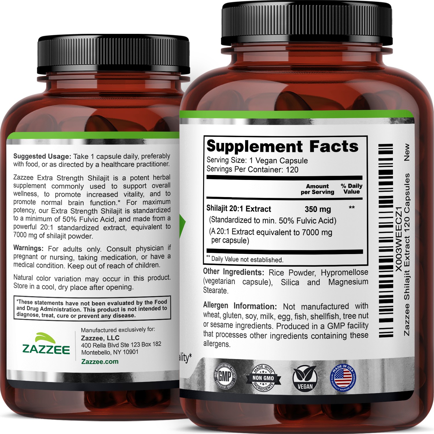 Zazzee Extra Strength Shilajit 20:1 Extract, 7000 mg Strength, 50% Fulvic Acid