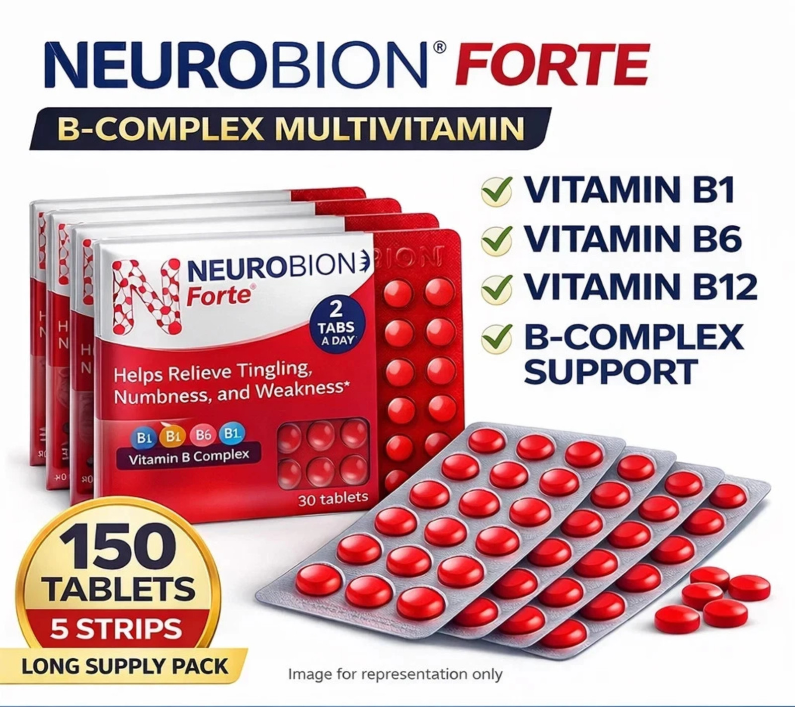 150 Tablets Neurobion Forte B-Complex Vitamins B1 B6 B12 Supplement Fresh Stock