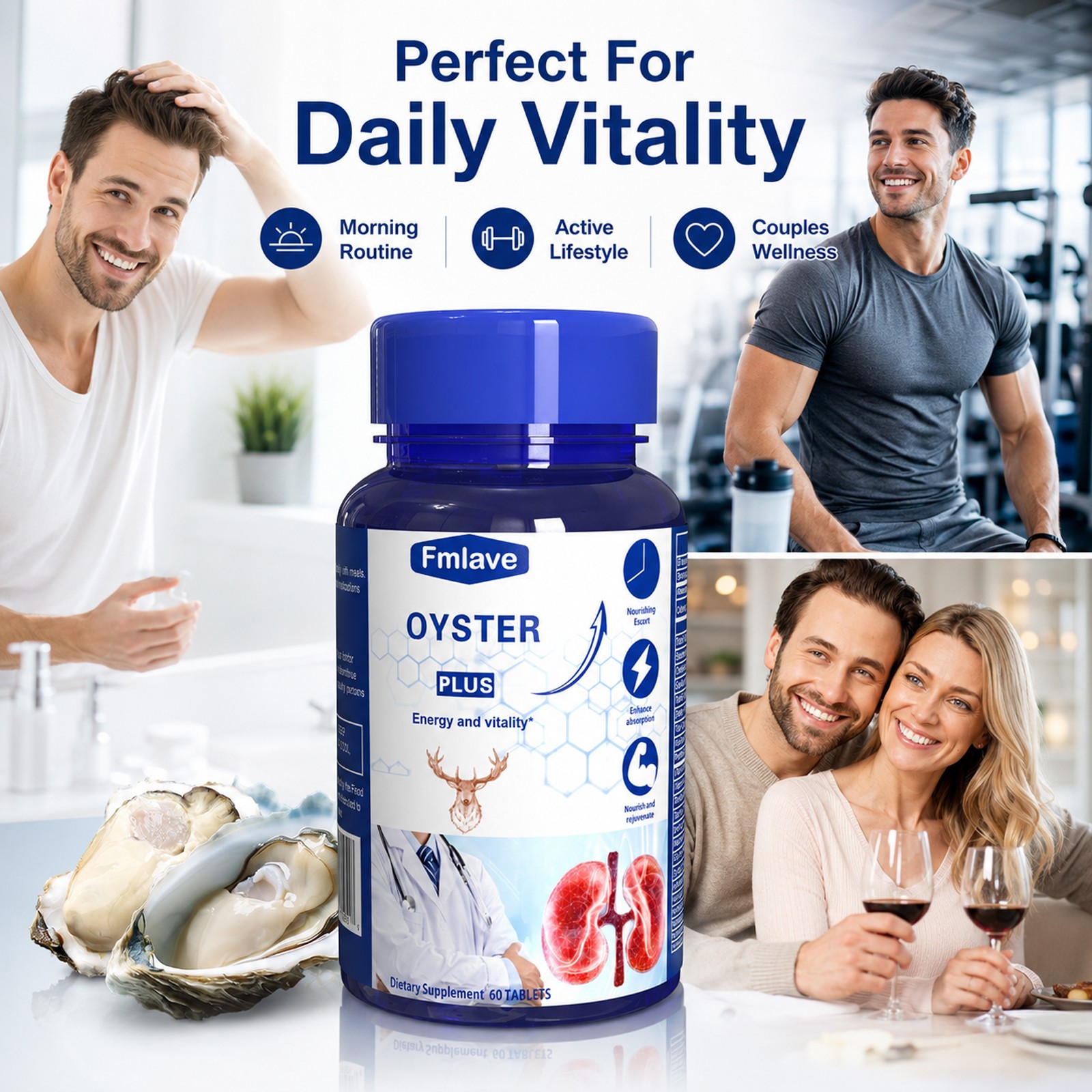 Men’s Vitality Supplement 60 Tablets Oyster Extract Mens Energy & Immune Support
