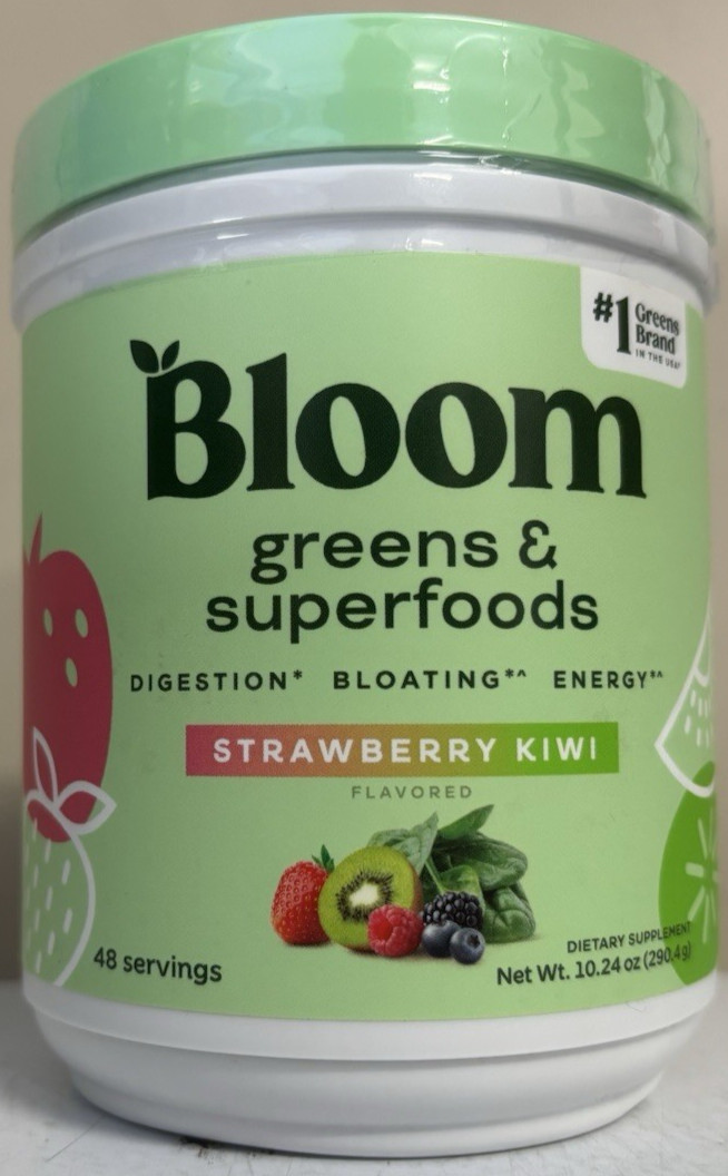 Bloom Nutrition Greens & Superfoods Powder Strawberry Kiwi (48 Servings)) SEALED