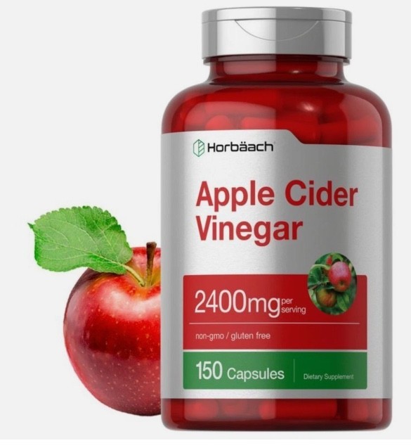 Horbaach Apple Cider Vinegar Capsules 2400mg Per Serving Non-GMO Gluten Free Met