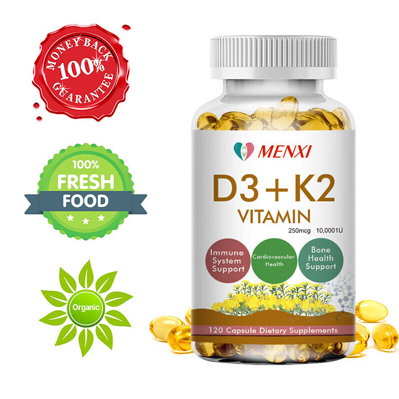 Vitamin D3 with K2 D3 10000IU and K2 250mcg High Strength 3* 120 Vegan Capsules
