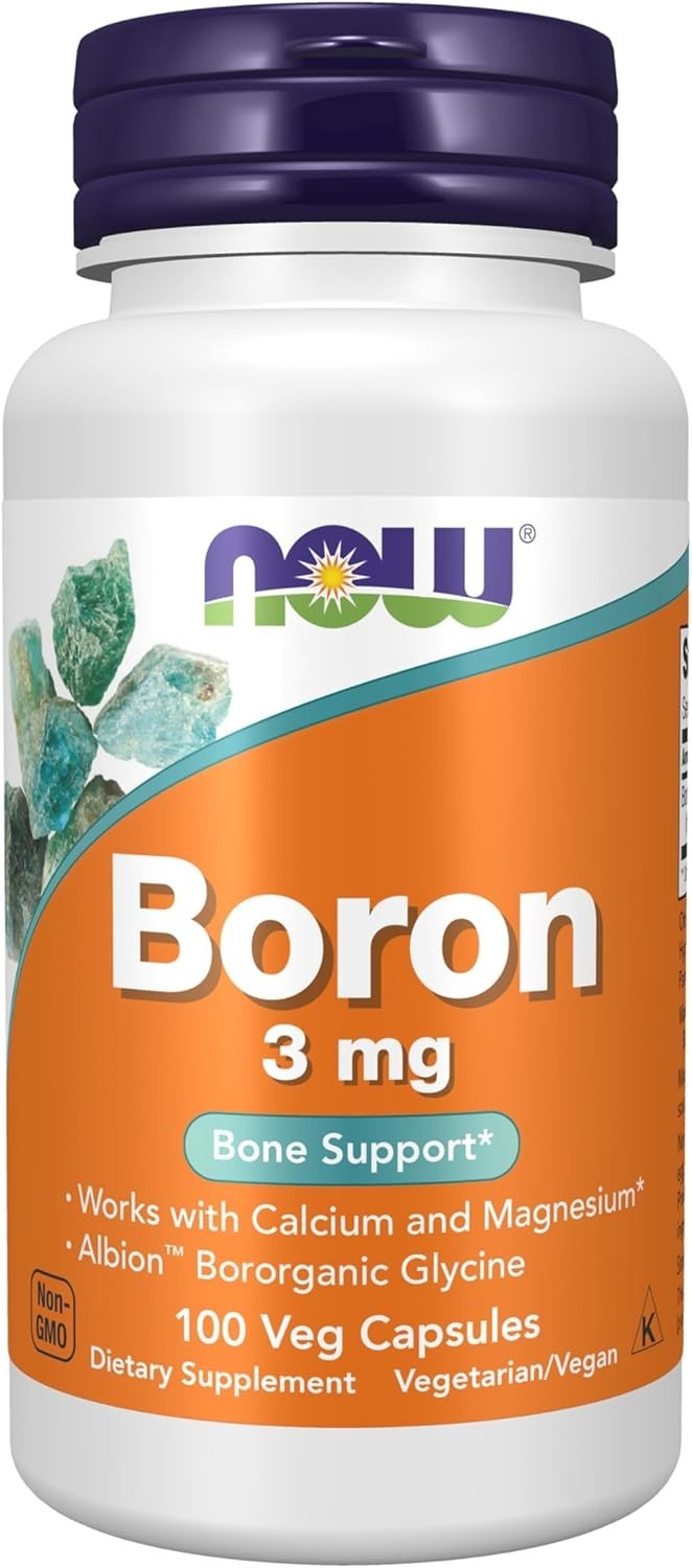 NOW Supplements, Boron 3 Mg Bororganic Glycine, 100 Veg Capsules
