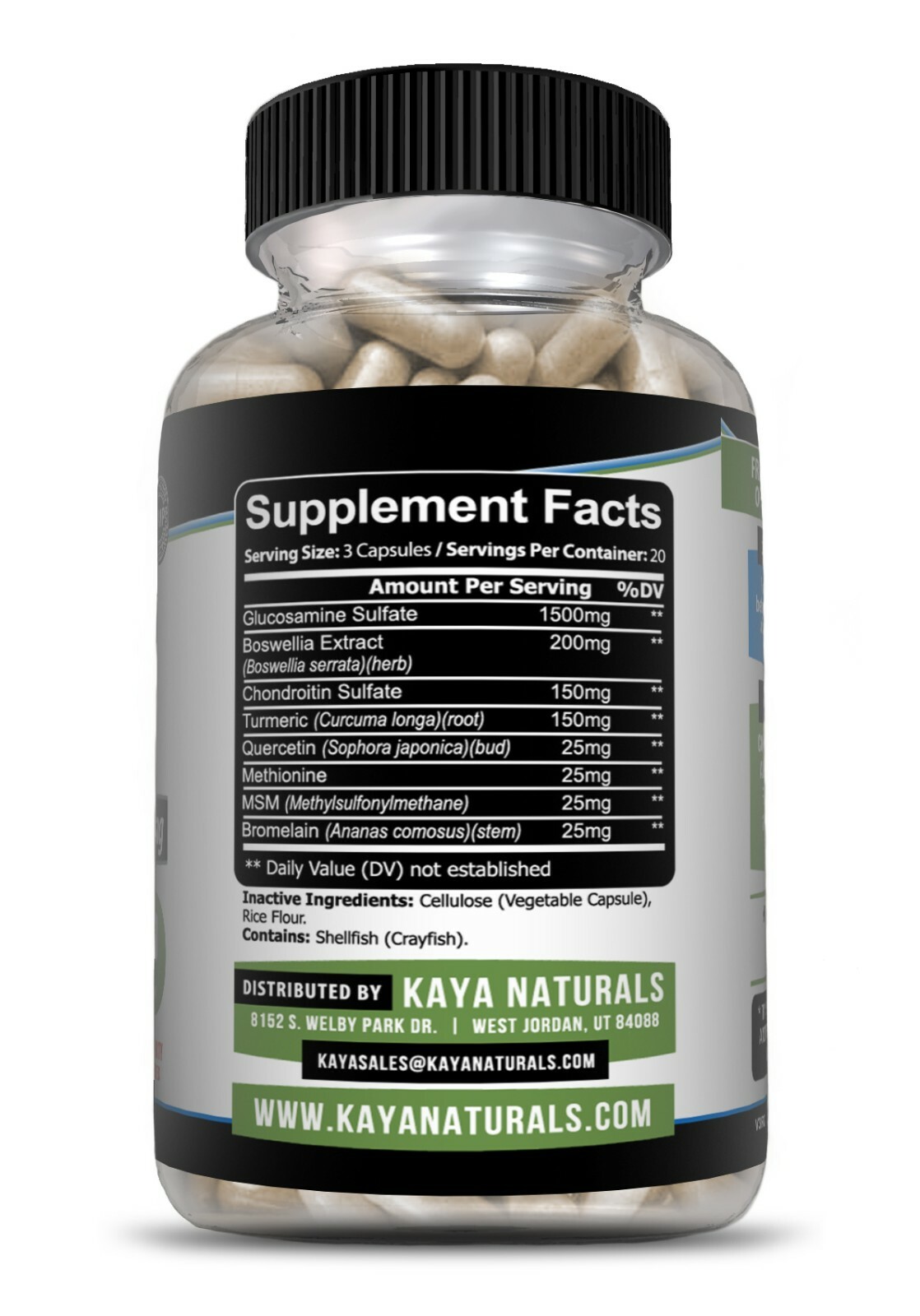 Triple Strength Pain Relief Supplement, Joint Support Glucosamine, Turmeric, MSM