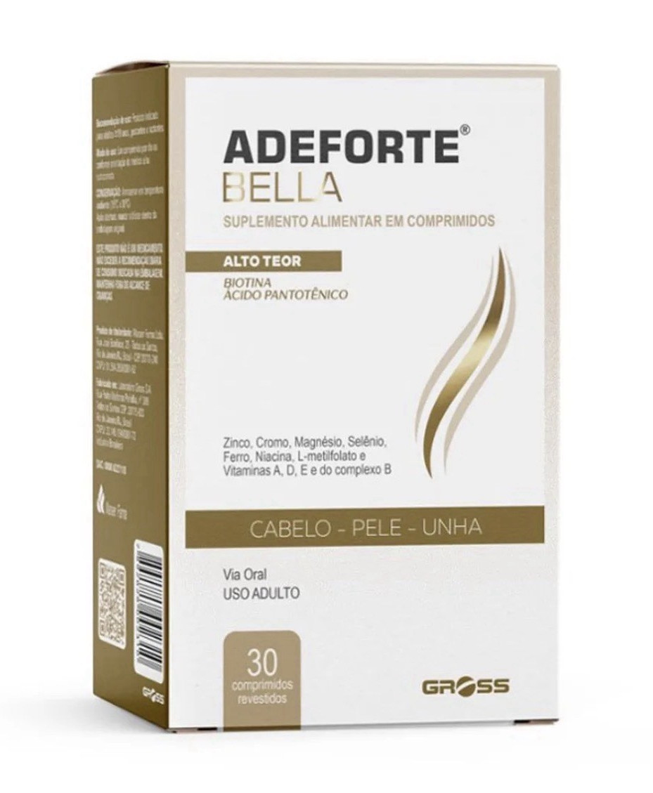 Adeforte Gross Supplement Tablets Biotina Zinco Hair Skin Nail Health 30 Count