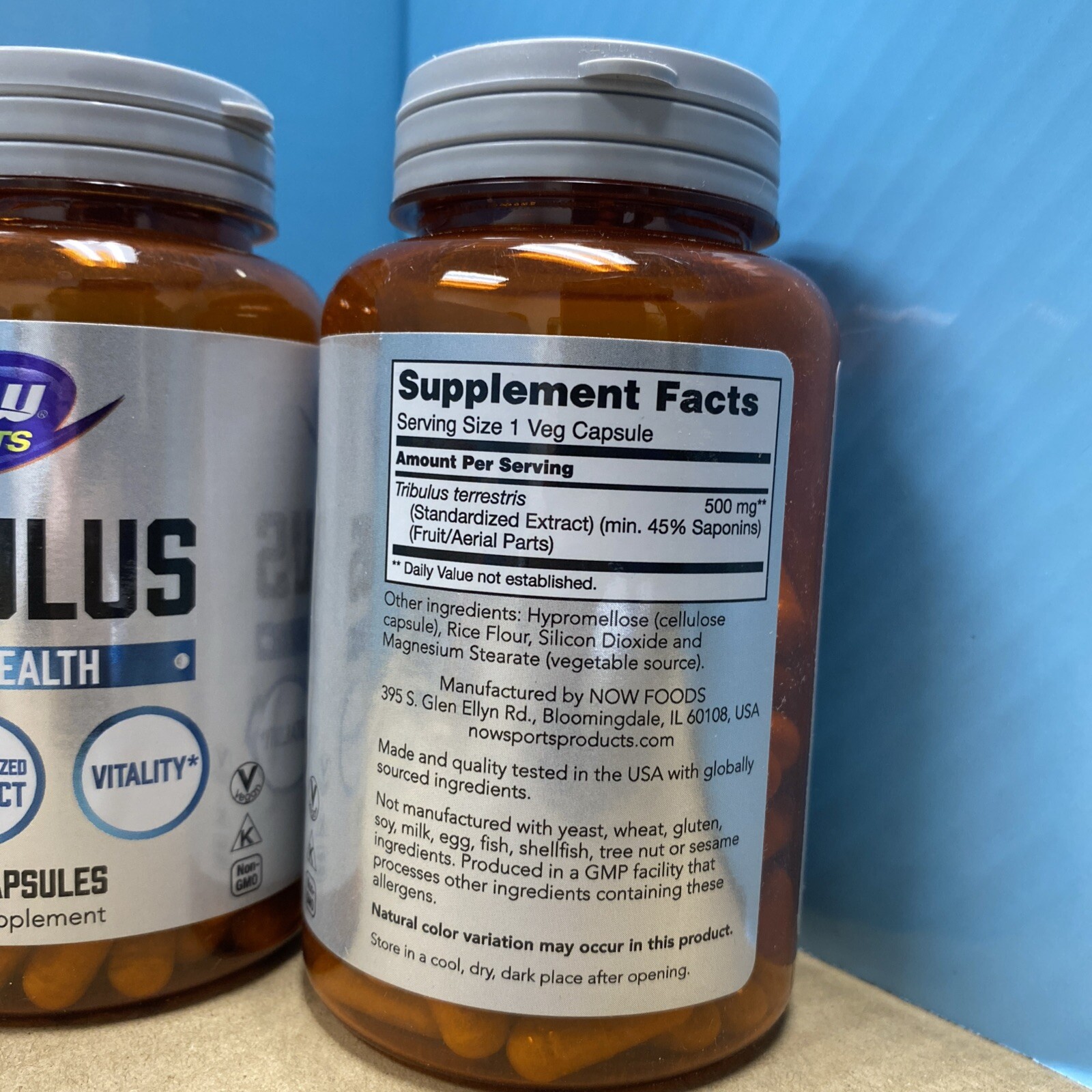 2 Pack Of NOW Foods Tribulus 500 mg 100 Veg Caps Exp 02-2029