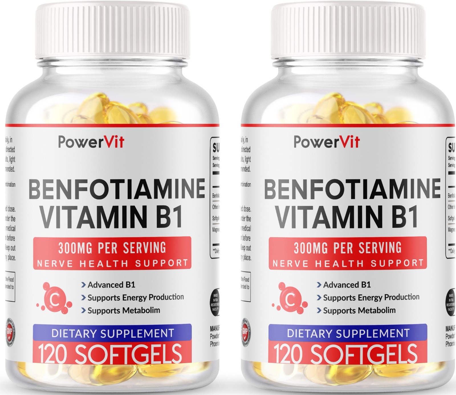 Benfotiamine 300mg Vitamin B1 240 count Gluten Free and Non-GMO