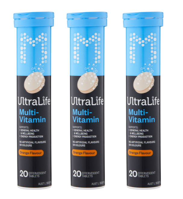 60 x UltraLife Daily Multivitamins Effervescent tablets Orange Flavour Germany