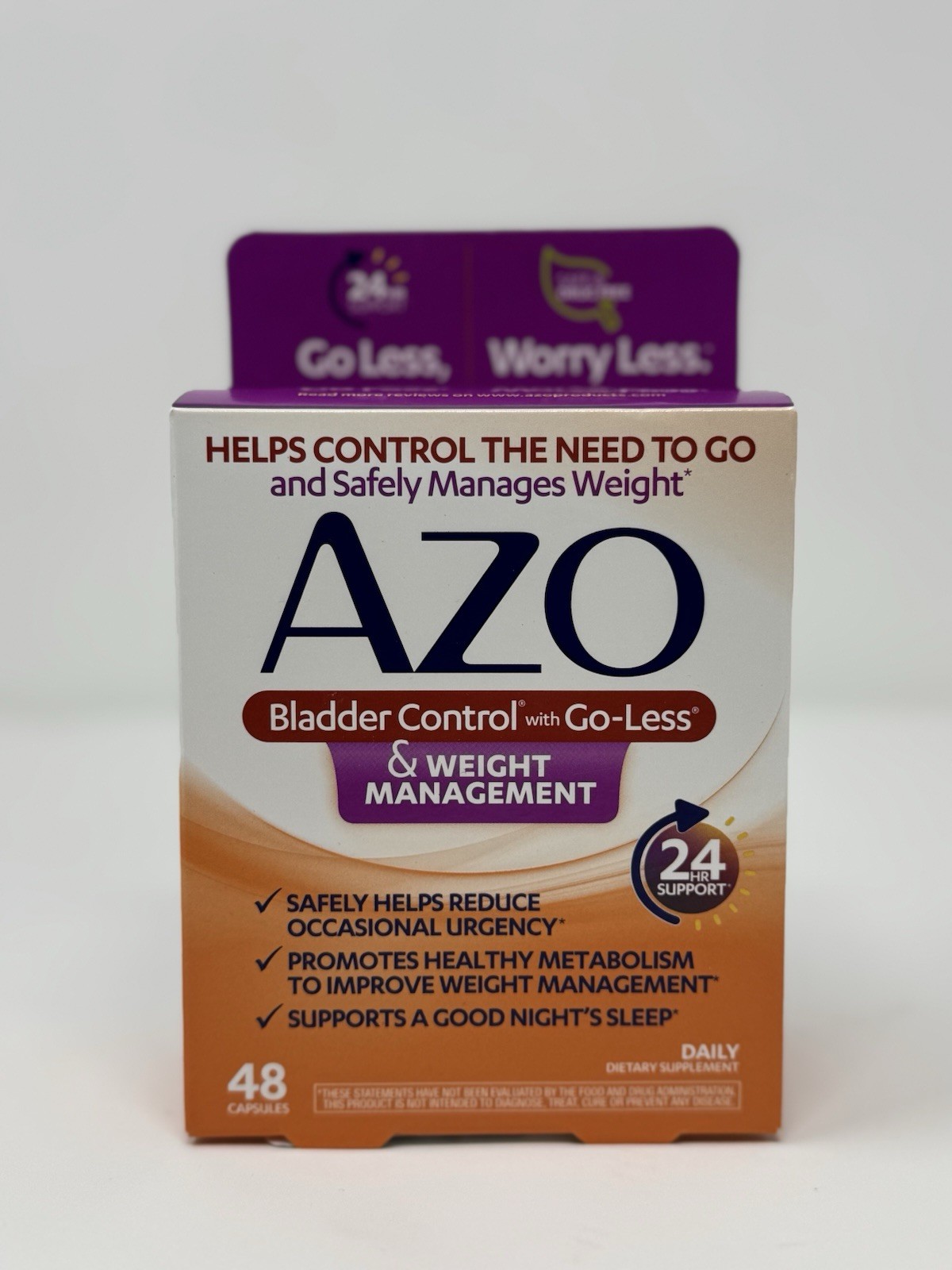 AZO Bladder Control Go-Less & Weight Management Supplement 48 Cap Exp 09/26
