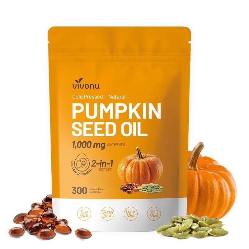 VIVONU 1000mg Pumpkin Seed Oil Saw Palmetto Prostate Bladder Health Support