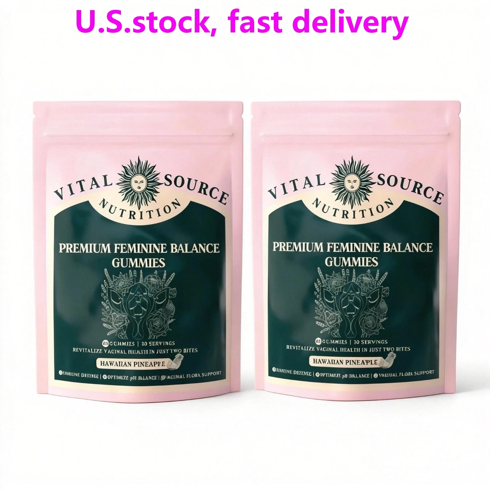 2 PACKS—NEW LUXRY Vital Source Nutrition Premium Feminine Balance Gummies 60
