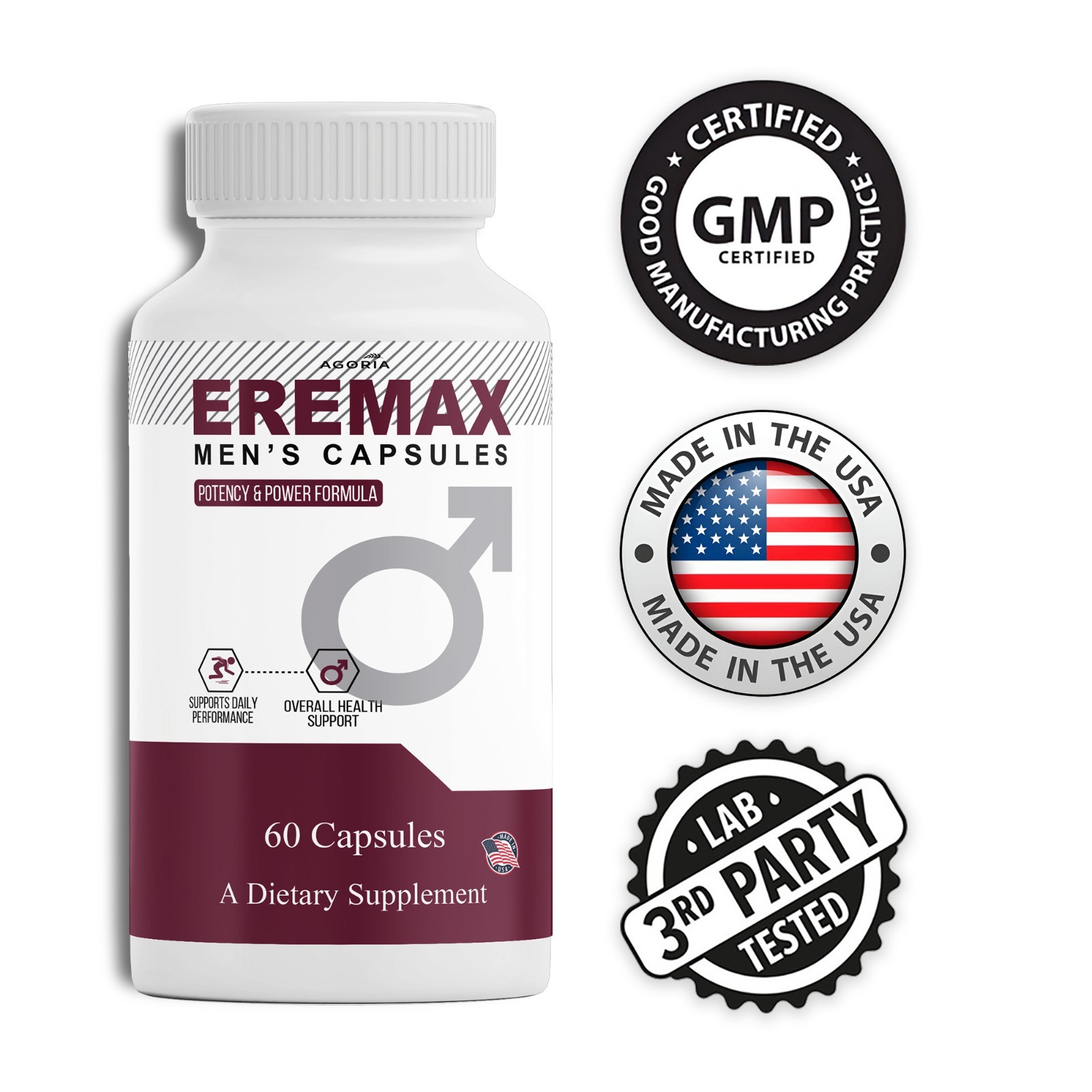( 3 Pack ) Eremax Capsules – Men’s Vitality & Performance Support Supplement