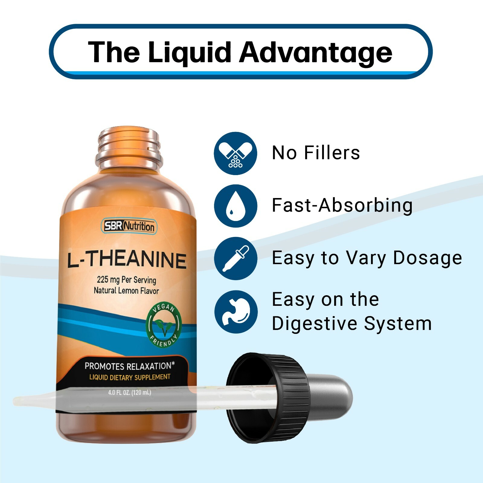 MAX ABSORPTION Liquid L-Theanine 225 mg Per Serving 4 fl oz 60 Servings Vegan