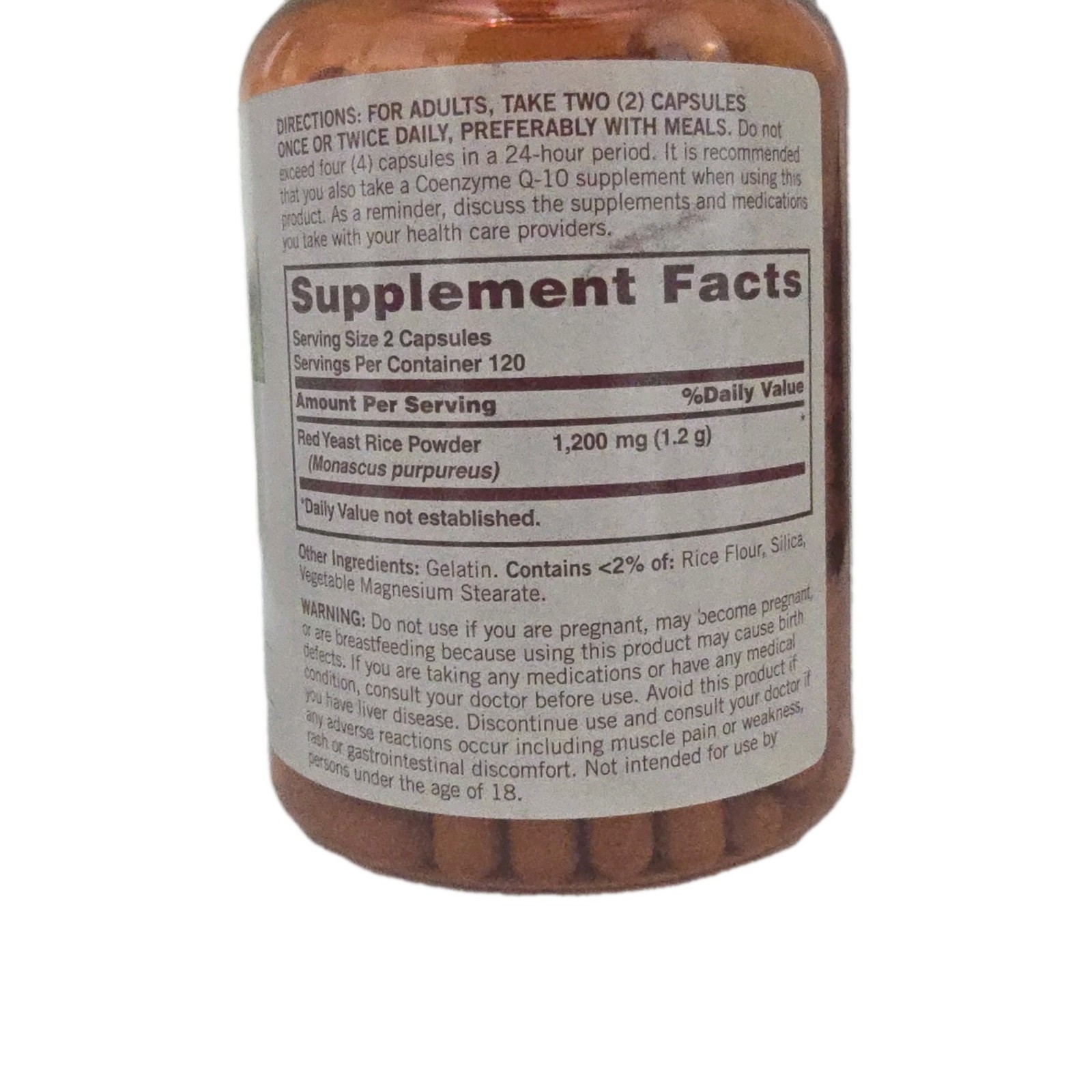 Sundown Naturals Red Y east R ice 1200mg Capsules ~ 240 Count ~ EXP-6/2026
