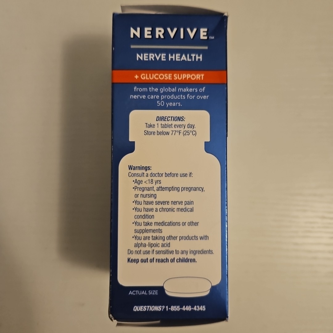 Nervive Nerve Health Glucose Support Promotes Healthy Blood Tablets Exp 03/2027+