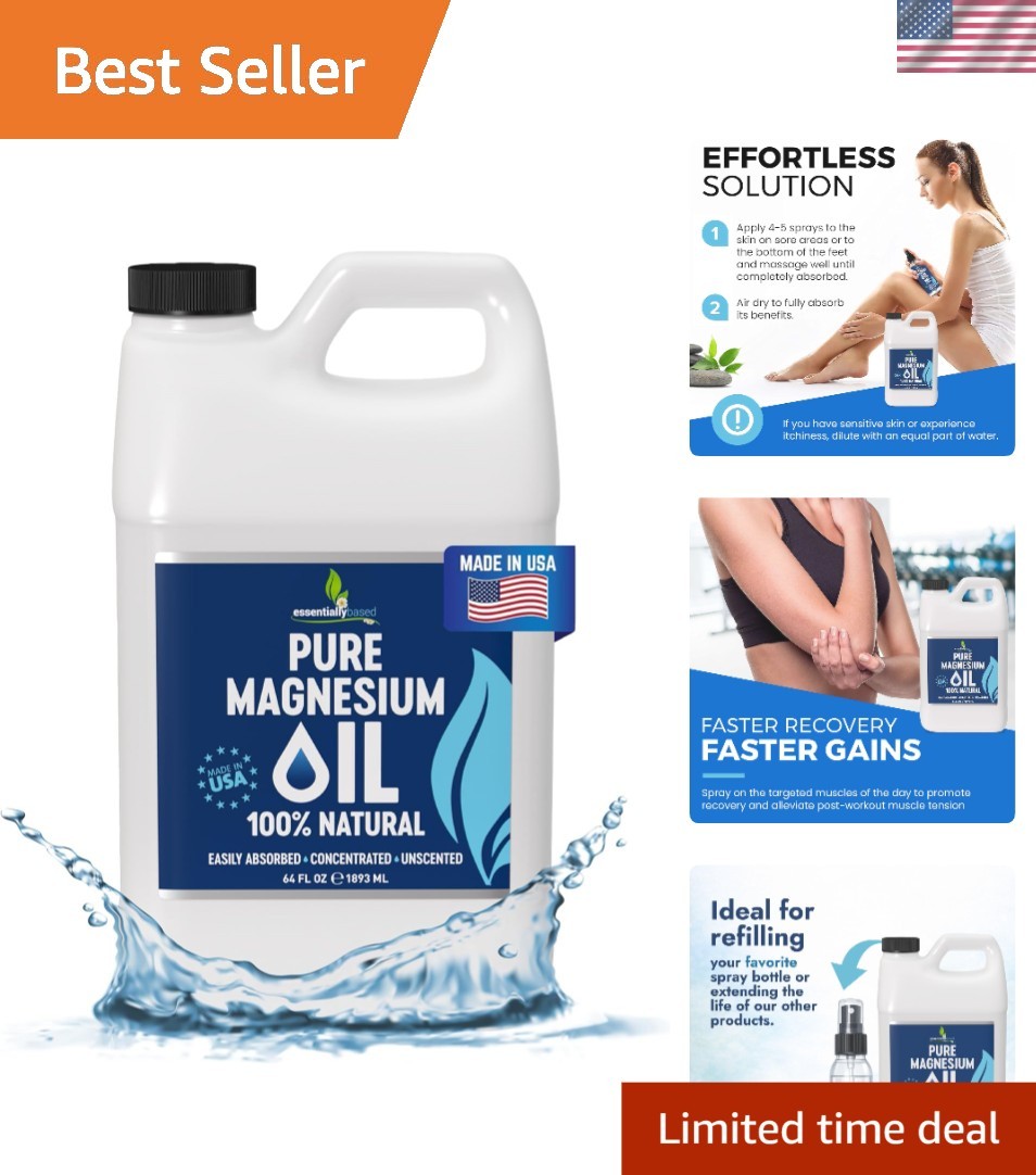 64oz Extra Strength Pure Magnesium Oil Spray for Muscle Pain & Sleep Enhancement