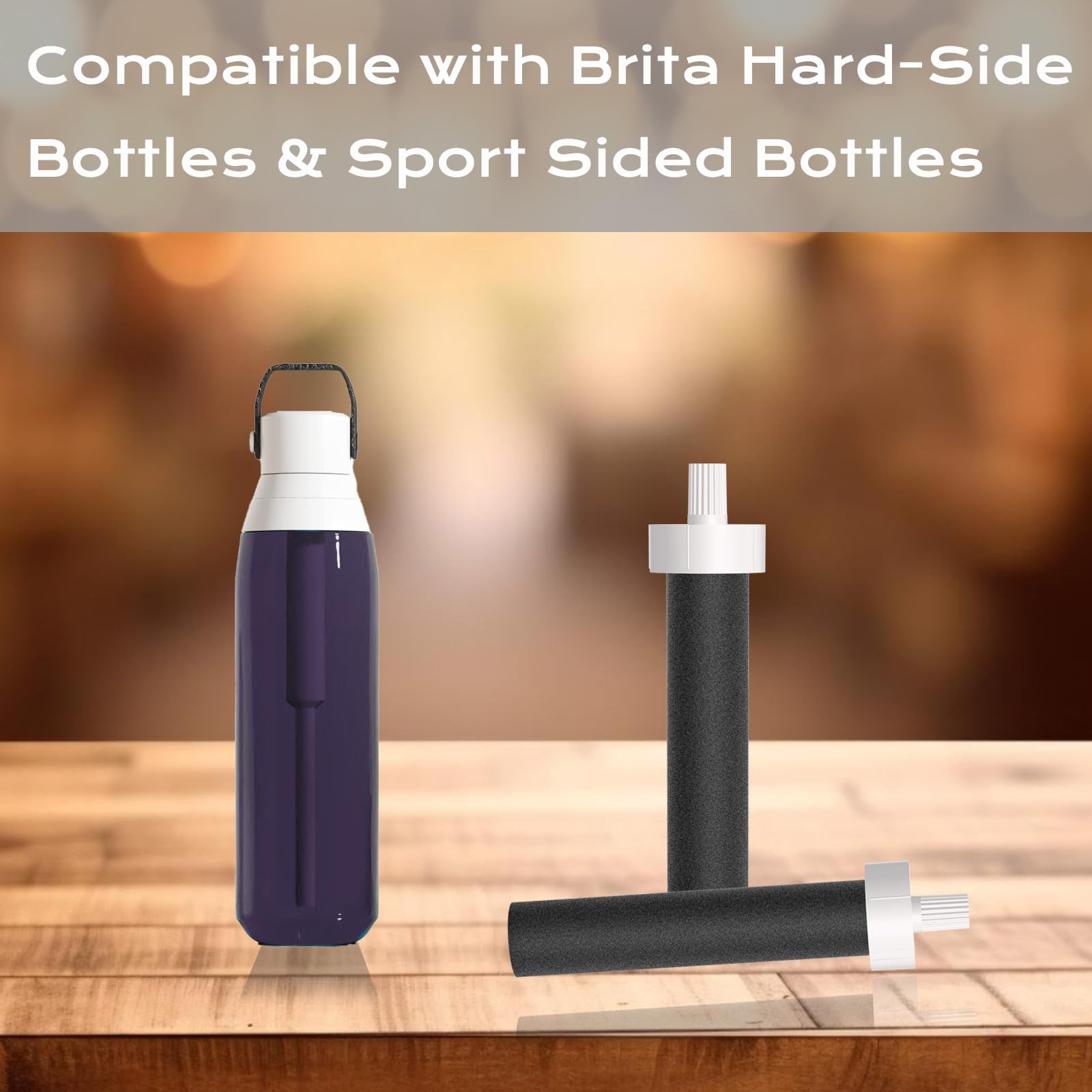 Replacement for Brita Water Filter,Water Bottle Filter Compatible with Black