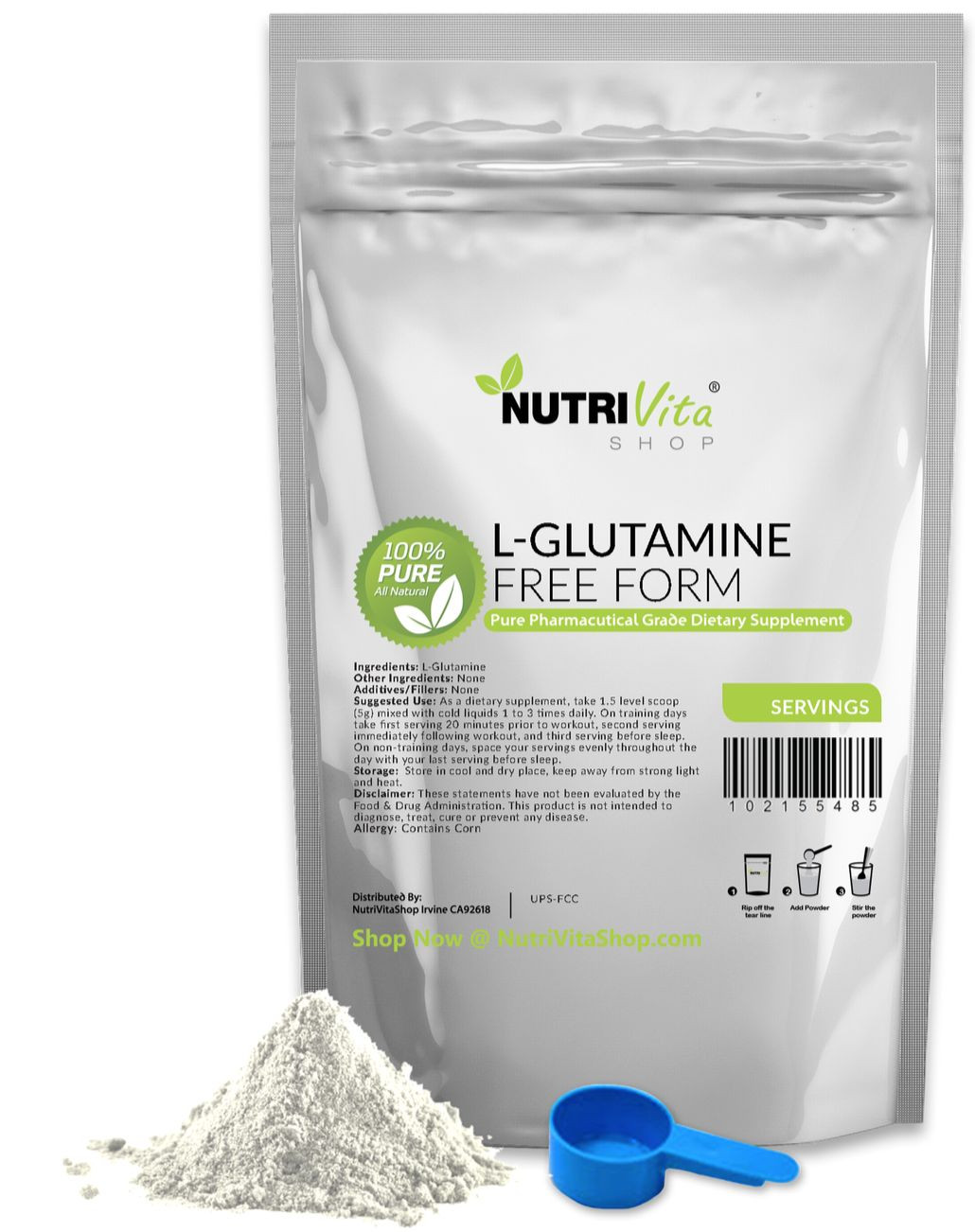 8.8oz (250g) NEW 100% L-GLUTAMINE FREE FORM KOSHER PHARMACEUTICAL GRADE
