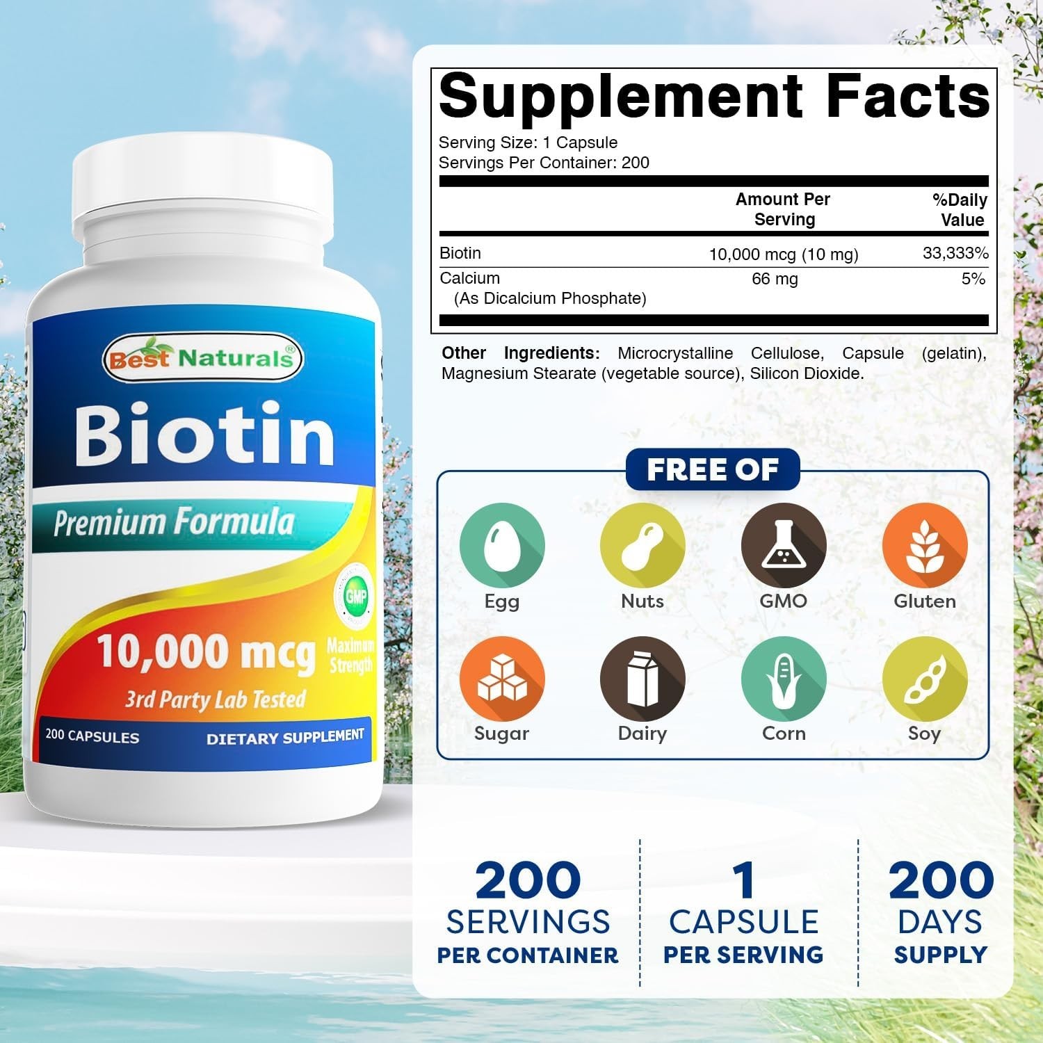 Best Naturals Biotin 10 000 mcg (10mg) 200 Tablets
