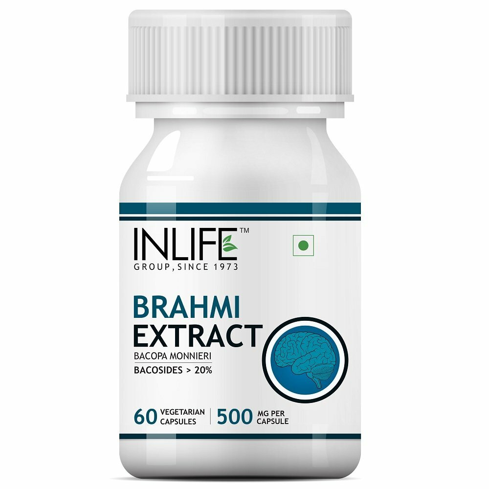 Inlife Brahmi/Bacopa Monnieri Extract Bacosides 25% Tablet Supplement (500 mg)