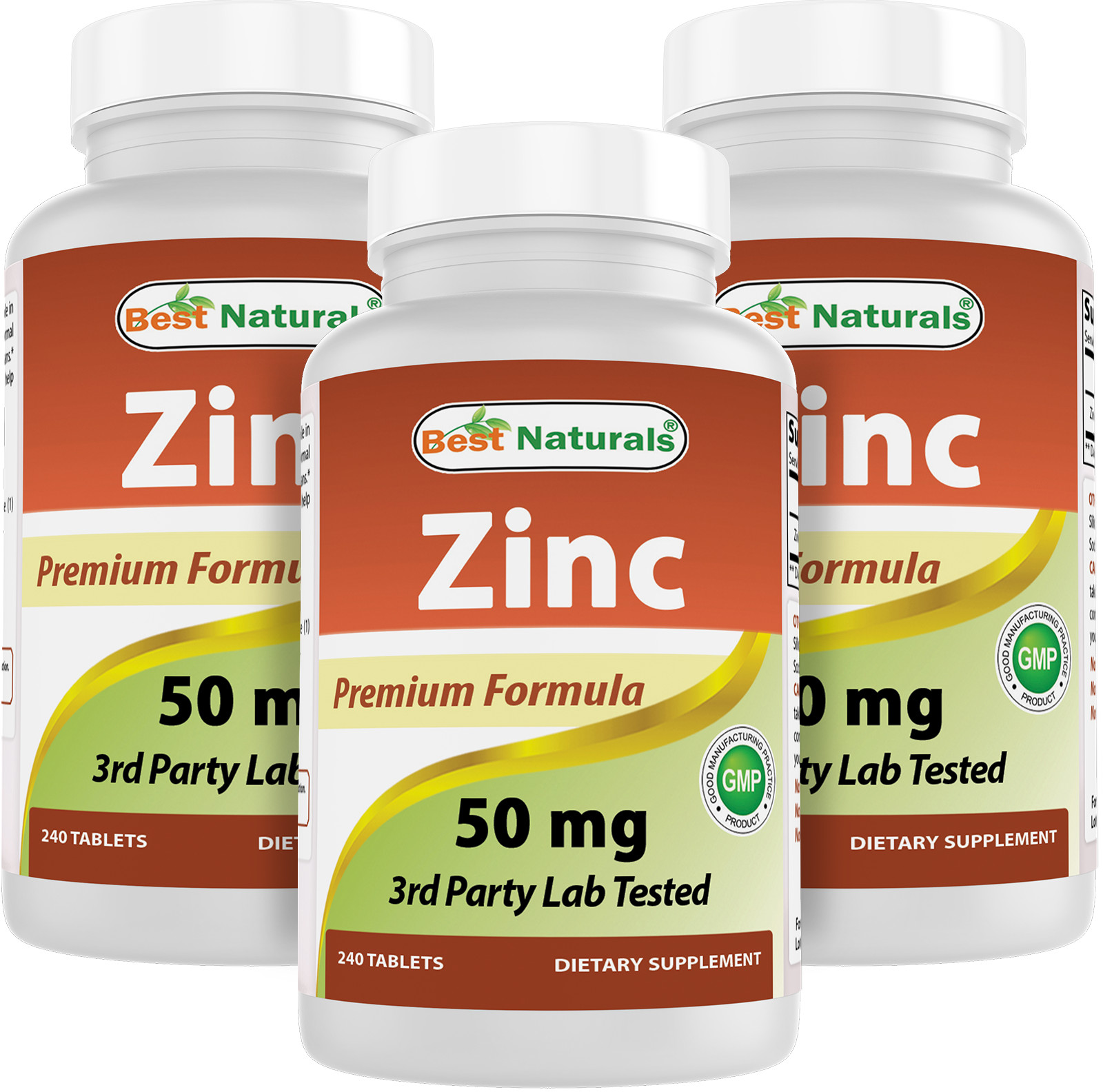 3 Pack Best Naturals Zinc 50 mg 240 Tablets