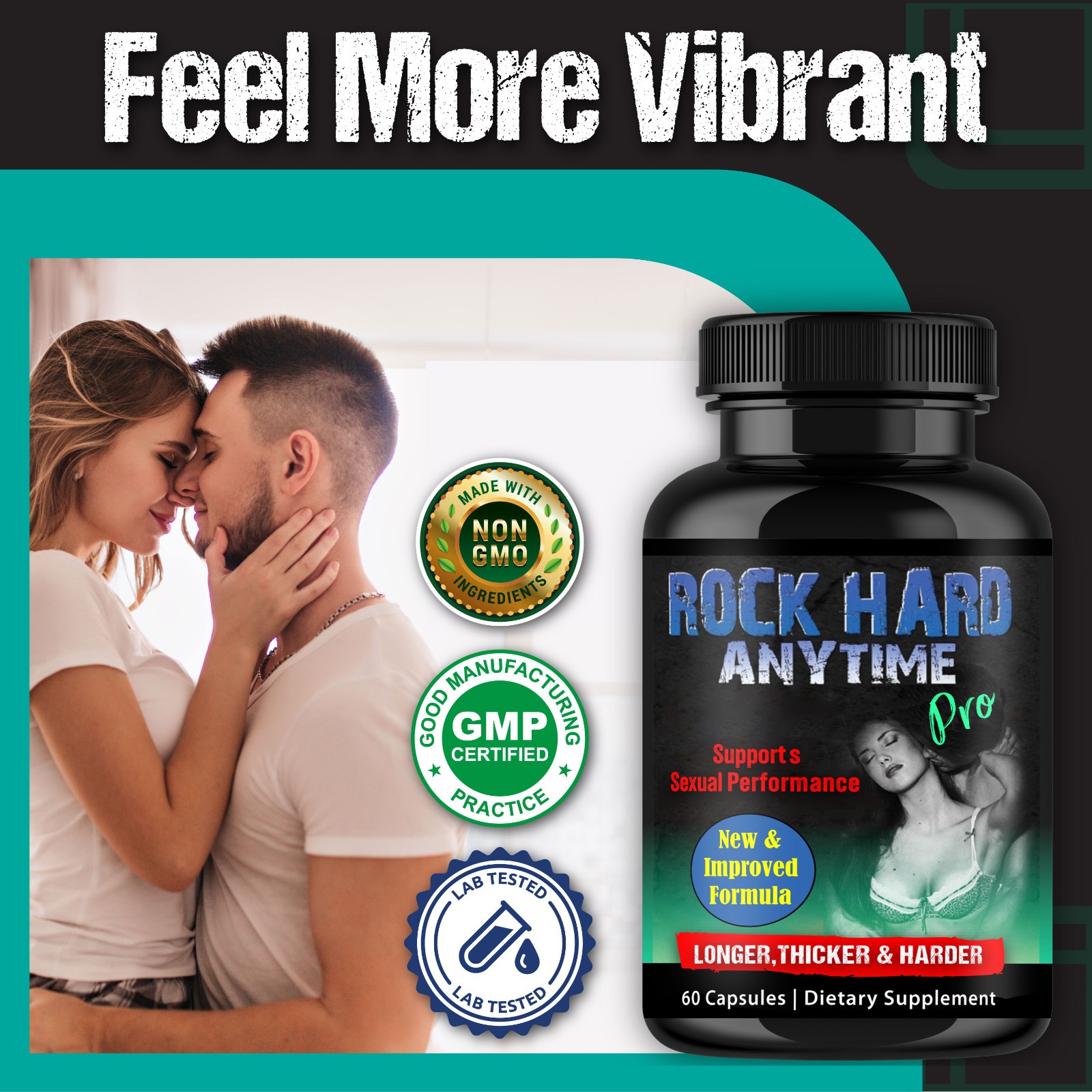 Testosterone Booster, Increase Stamina & Strength, Drive Energy For Male -60 C