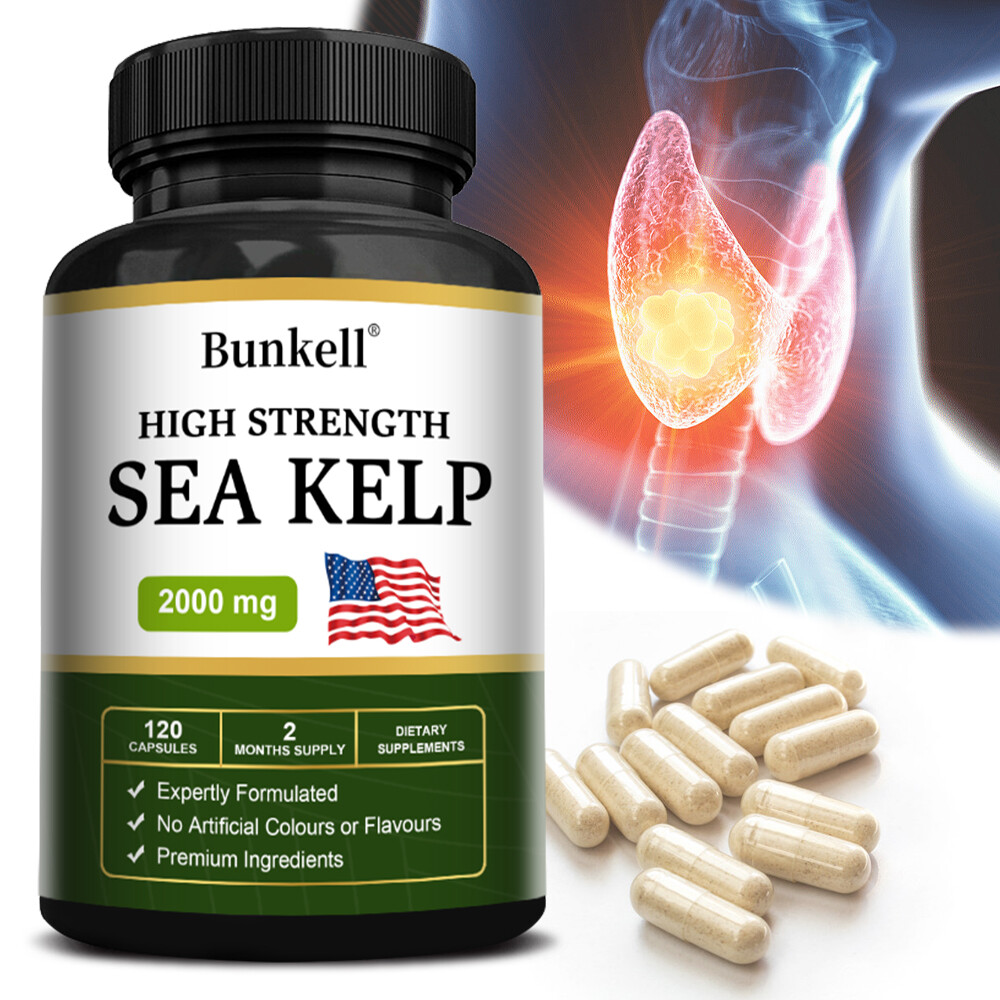 Seaweed Extract Capsules 2000 mg – Thyroid,Hair,Skin – Natural Source of Iodine