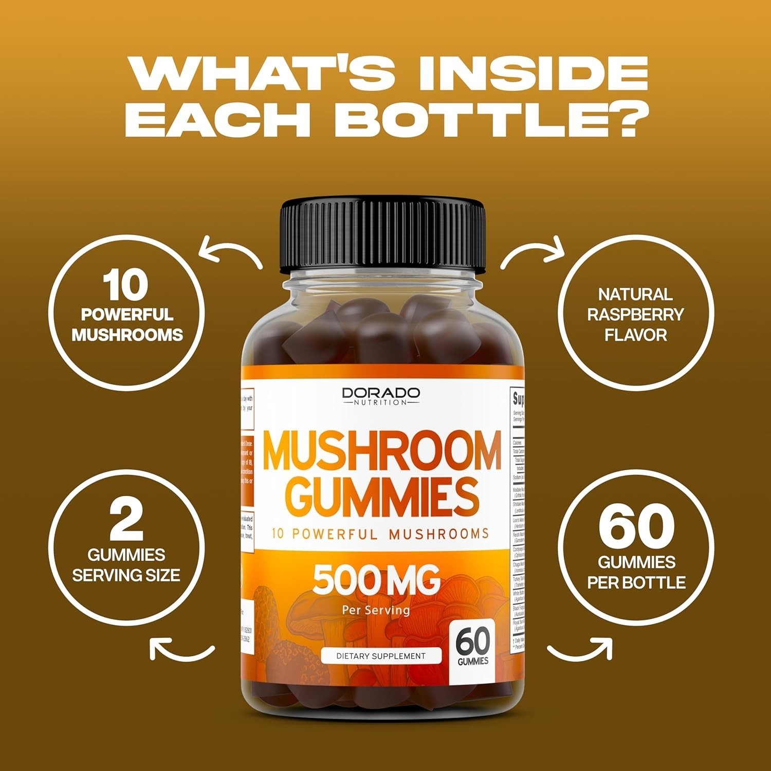 Mushroom Gummies Supplement Mushrooms Blend -Reishi, Lions 120 Gummies