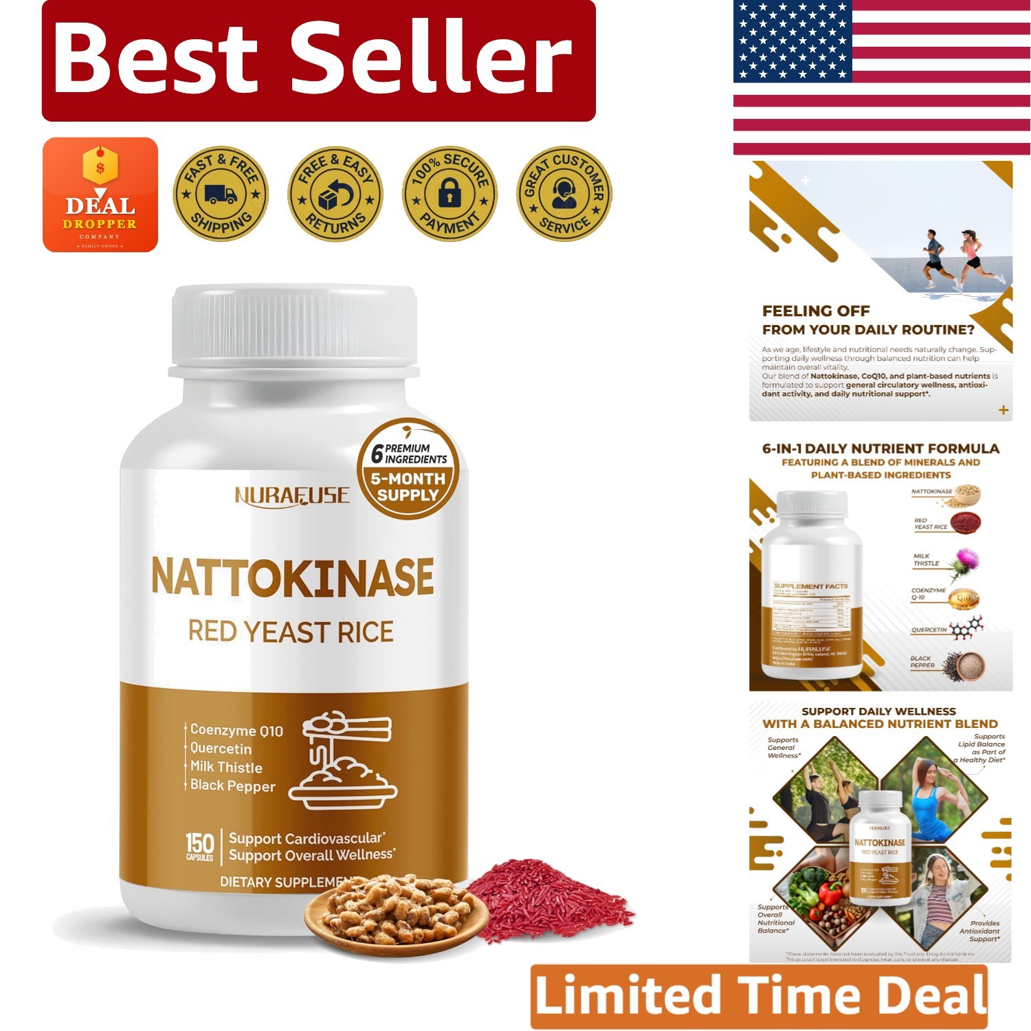 Holistic Nattokinase Supplement with Coenzyme Q-10 – 150 Capsules for Wellness