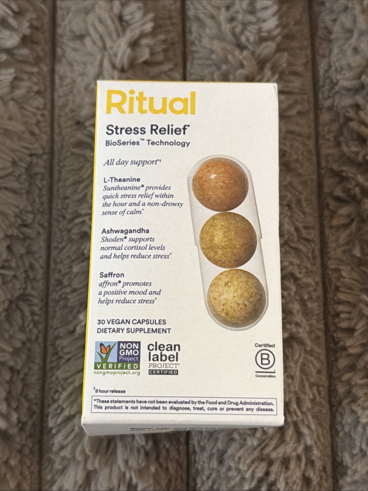 Ritual Stress Relief BioSeries All Day Support Citrus 30 Capsules Exp 05/2027