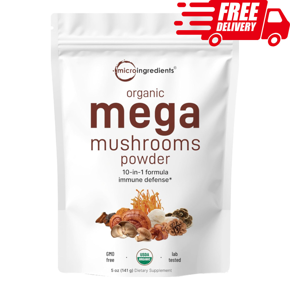 Mushroom Complex Supplement, Organic Mega Mushroom Powder, 5 Oz, 140 Days Supply