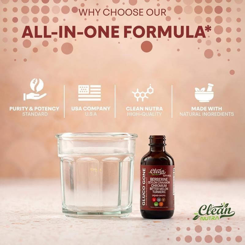 2Pack Clean Nutra Berberine with Ceylon Cinnamon Supplement Liquid Drops