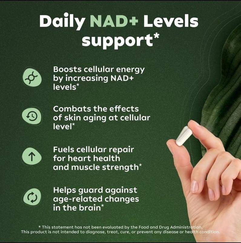 NAD Supplement Nicotinamide Riboside Resveratrol Quercetin Anti Aging Energy Foc