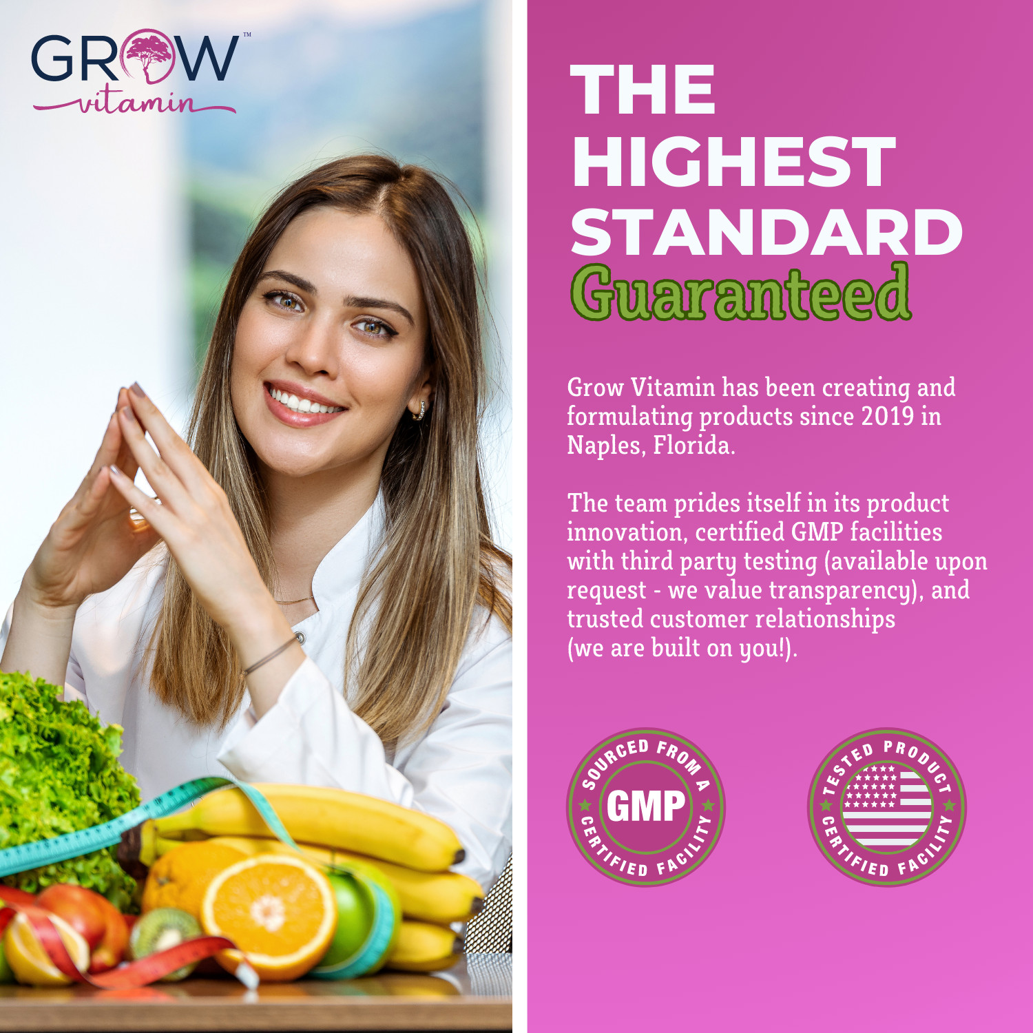 Grow Vitamin One Daily Multivitamin for Women , Organic Whole Foods – 60 Days