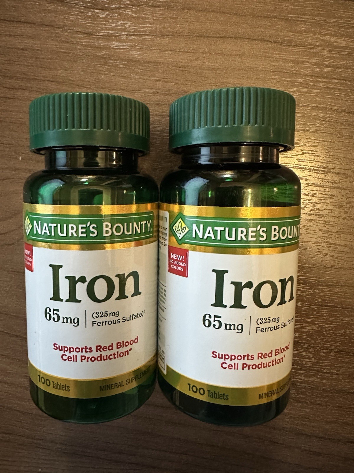 Lot 2 Nature’s Bounty Iron Supports Red Blood Cell 65mg(325) 100ct Tablets 05/28