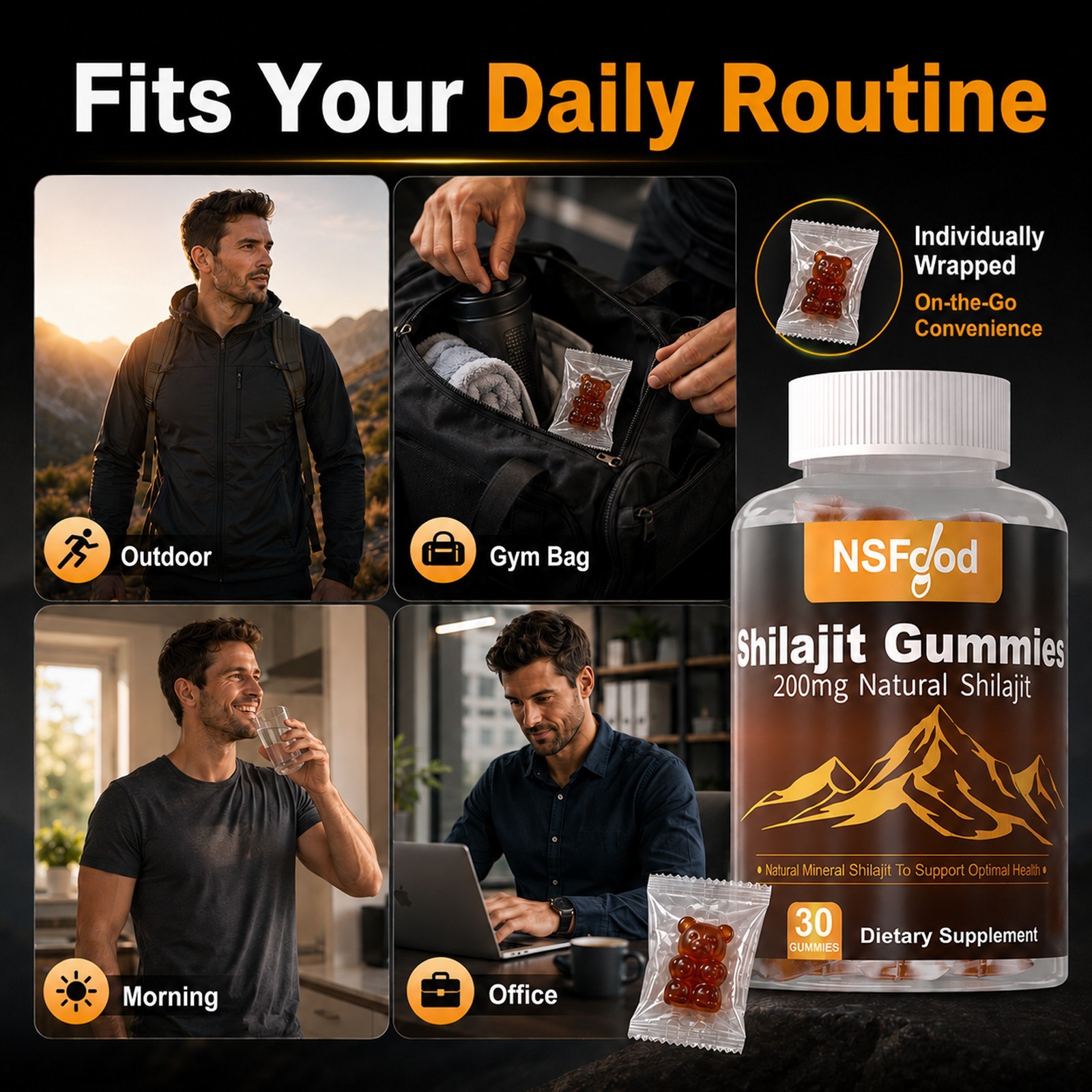 NSFdod Pure Himalayan Shilajit Gummies with 30 Count (Pack of 1) w/ Fulvic Acid