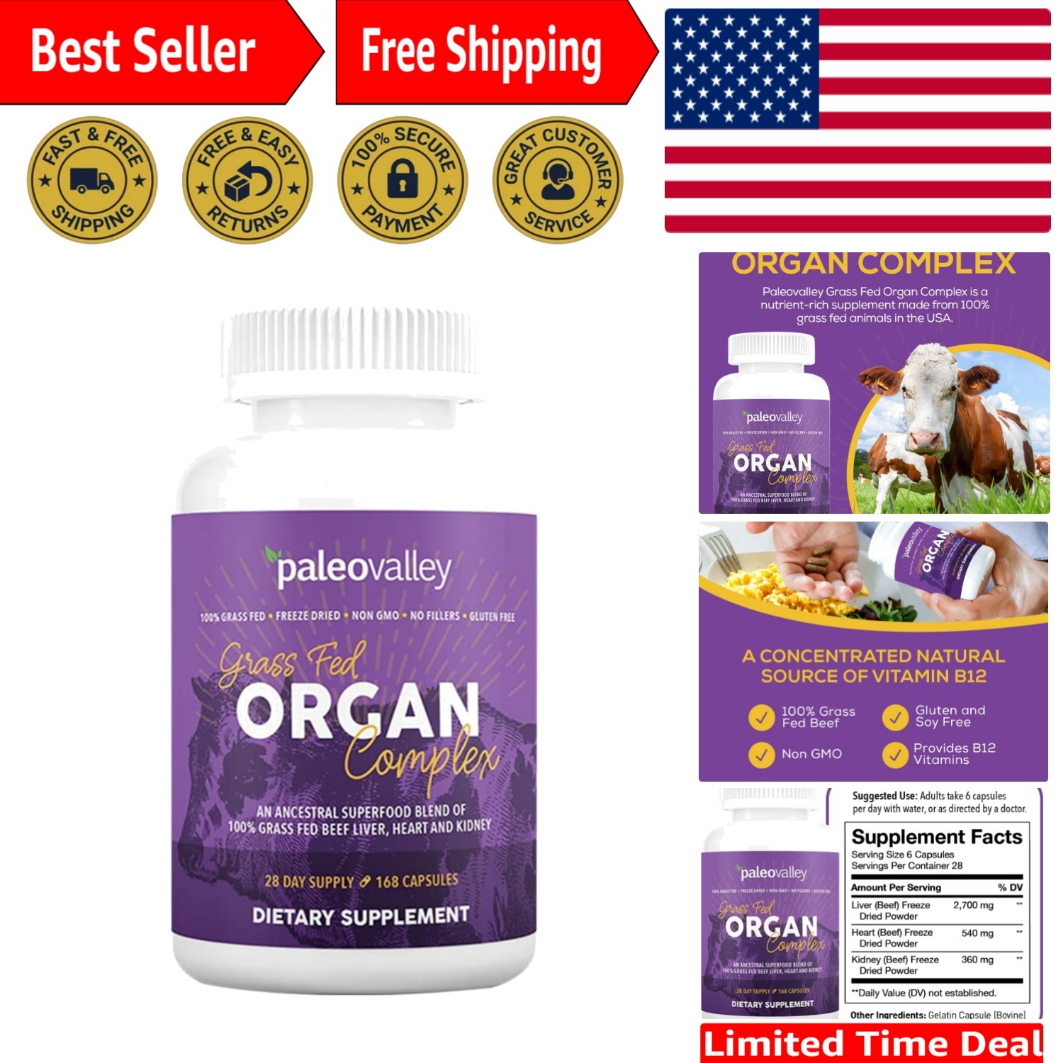 Grass Fed Beef Liver, Heart, and Kidney Powder – 168oz – Pure Nutrient Blend