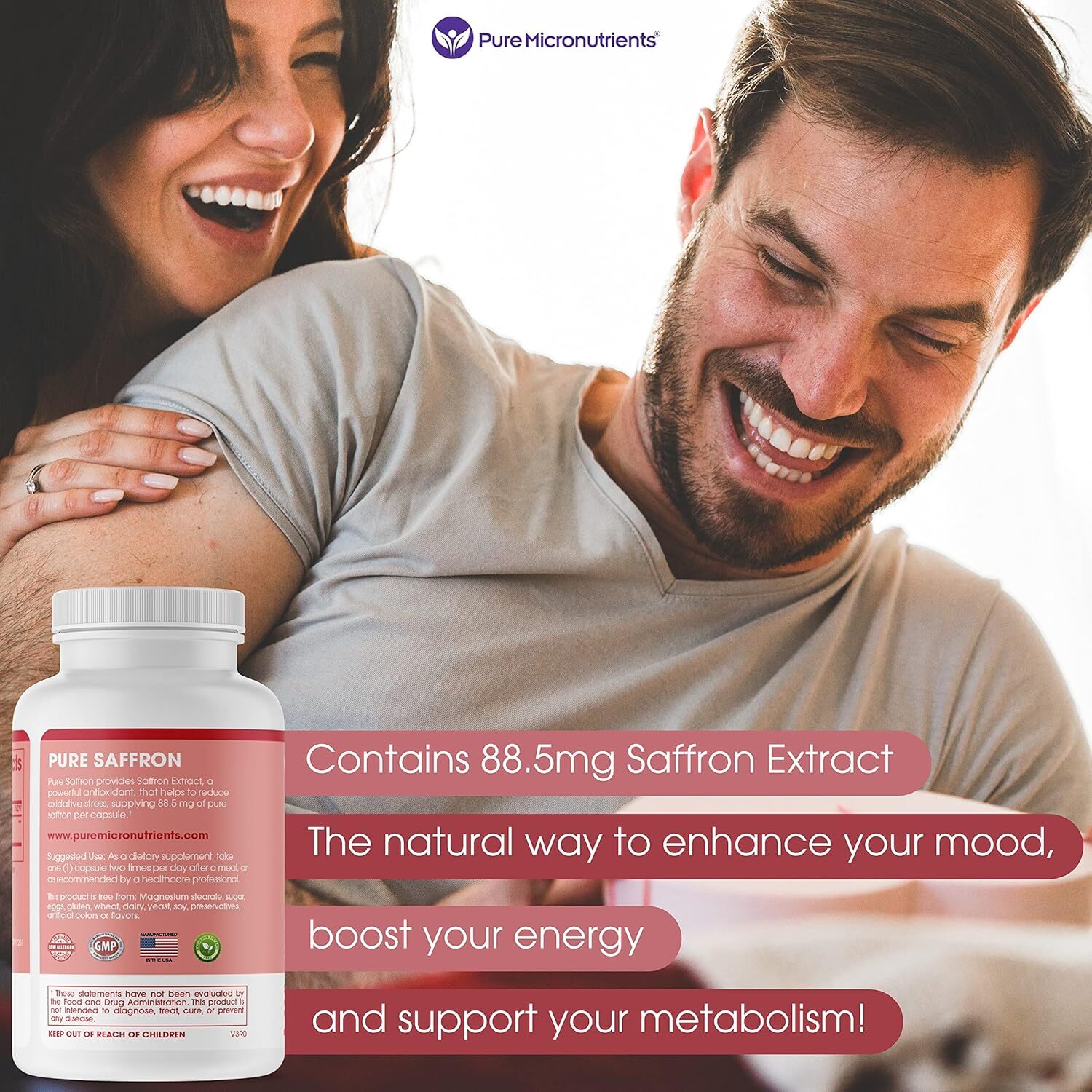 Saffron Supplements – 100% Pure Saffron Extract Capsules – Boost Energy & Mood,
