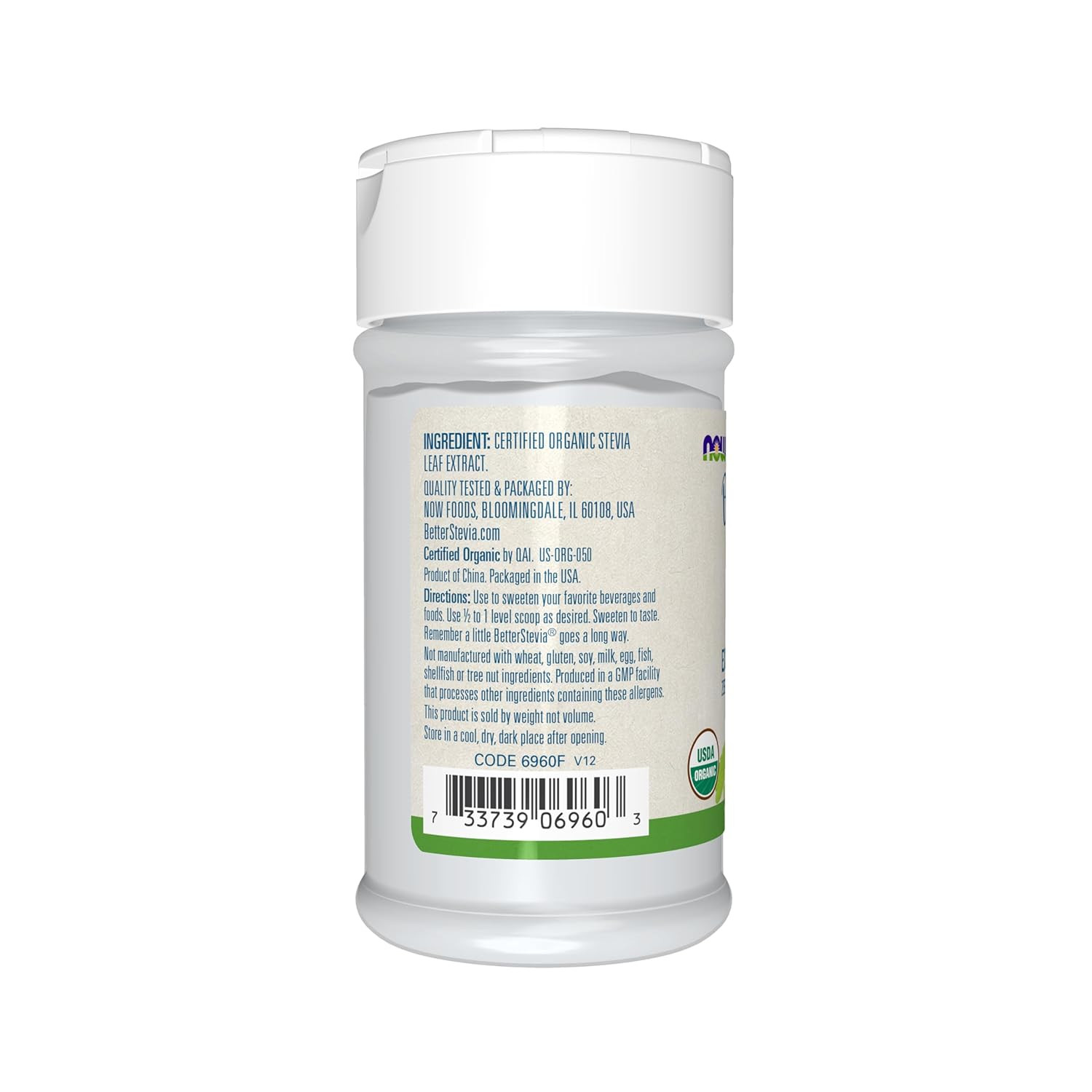 , Certified Organic Better Stevia, Extract Powder, Zero-Calorie Sweetener, Certi