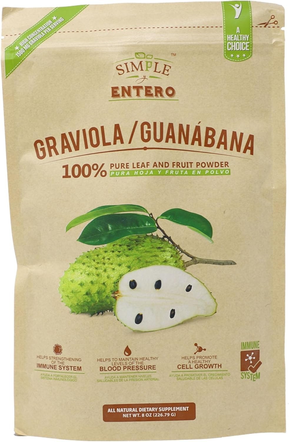 100% Pure Graviola Soursop Powder | 8 oz Supplement for Digestive Health