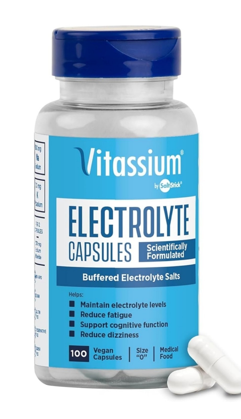 Vitassium Electrolyte Capsules 100 Ct. POTS and High Sodium Diets, Exp 3/27