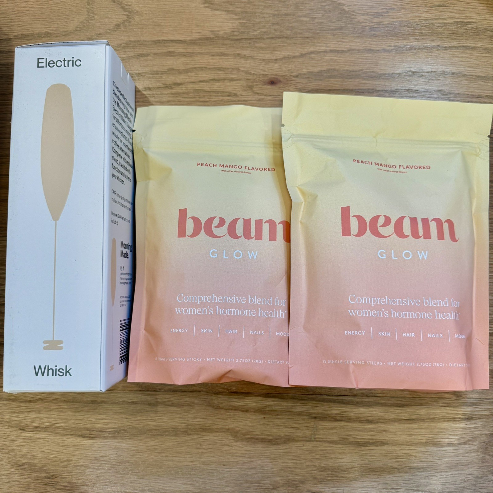 Beam Glow Women’s Hormone Balancing Superpowder – Peach Mango 30 Serv +FreeWhisk