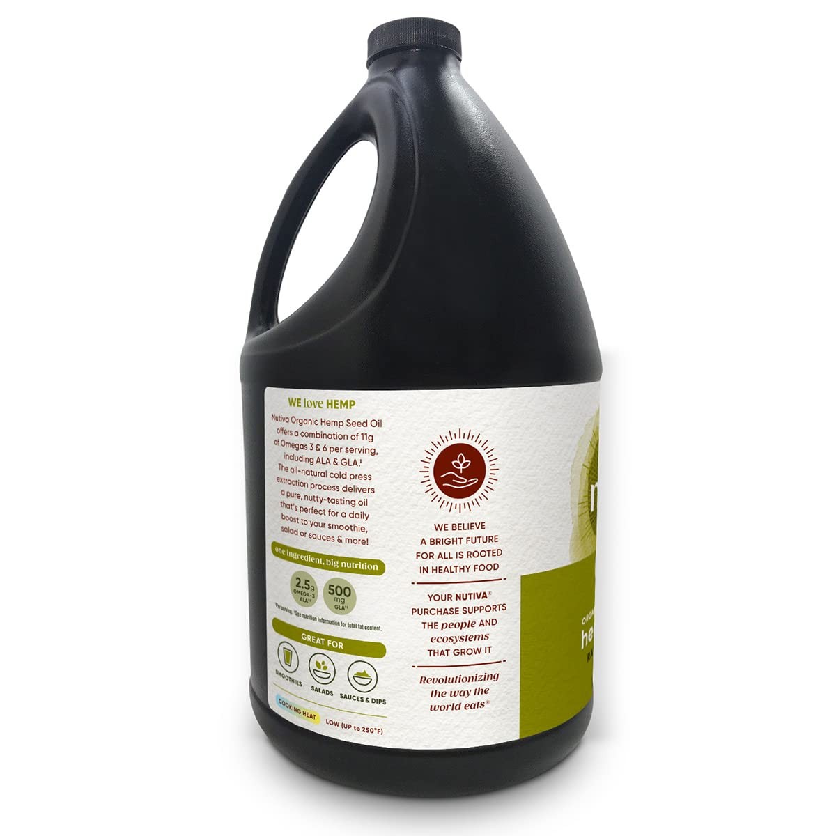 Nutiva Organic Cold Pressed Unrefined Hemp Seed Oil 128 Fl Oz Non Gmo Vegan