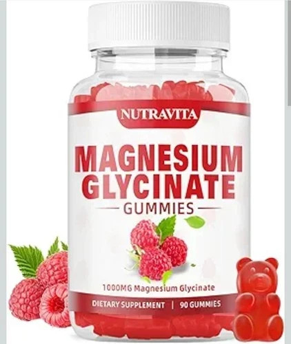 Magnesium Glycinate RASPBERRY Gummies 1000mg Supplements 90 Gummies, EXP 04/2027