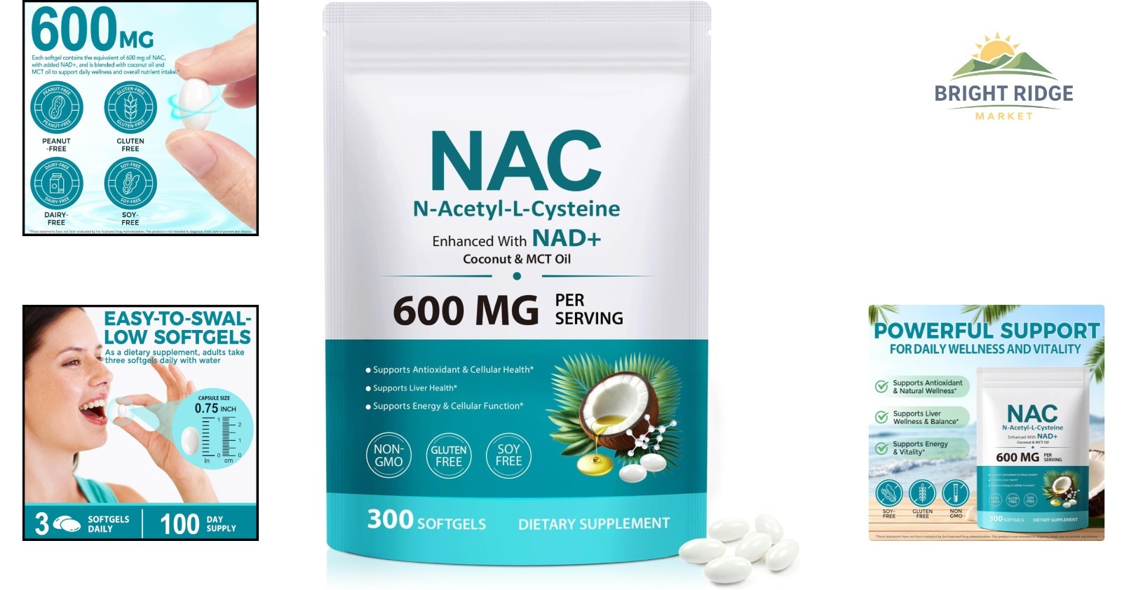 300 Count Softgels of N-Acetyl Cysteine with MCT Oil for Optimal Absorption