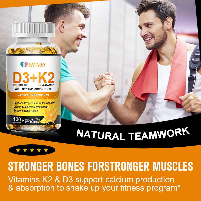 Vitamin D3 + Vitamin K2 120 Softgels – 5000IU Vit D3, 200Mcg MK7-K2 Per Serving