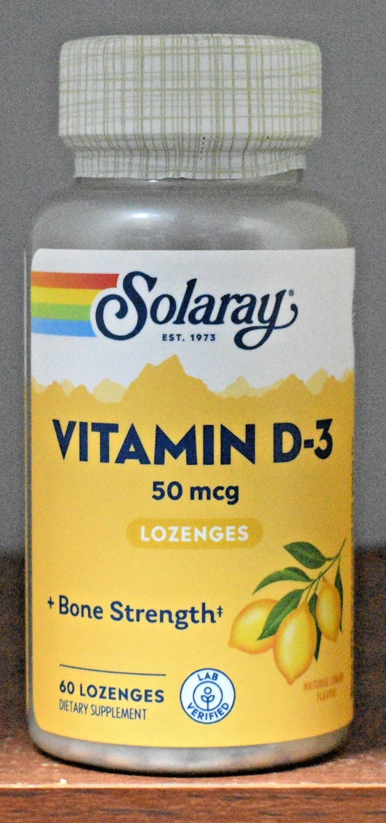 Solaray Vitamin D3 50 mcg 60 Lozenges (2000 IU) Lemon Flavor Bone Strength