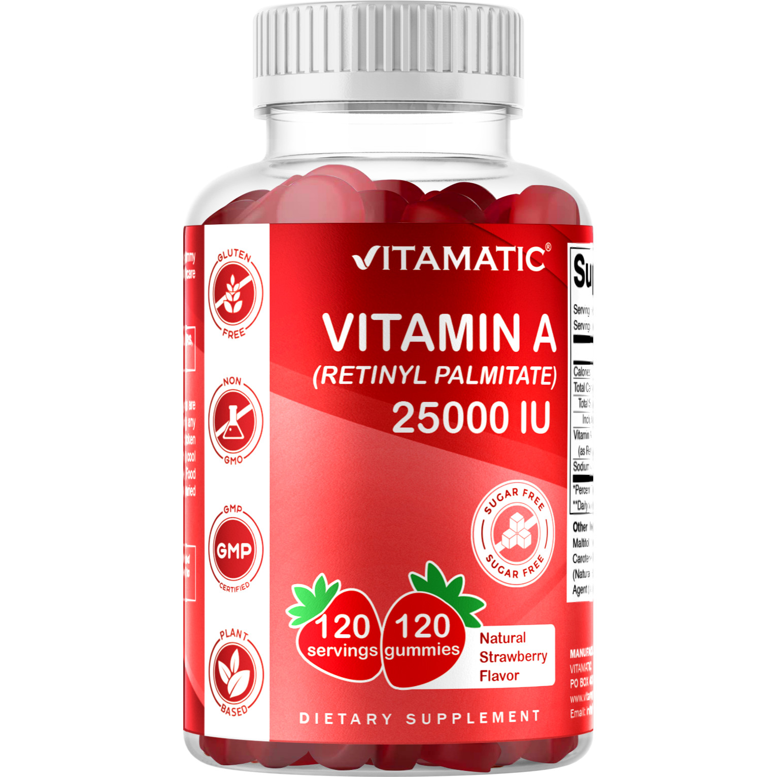 Vitamatic Sugar Free Vitamin A 25000 IU Gummies 120 Pectin Based Gummies